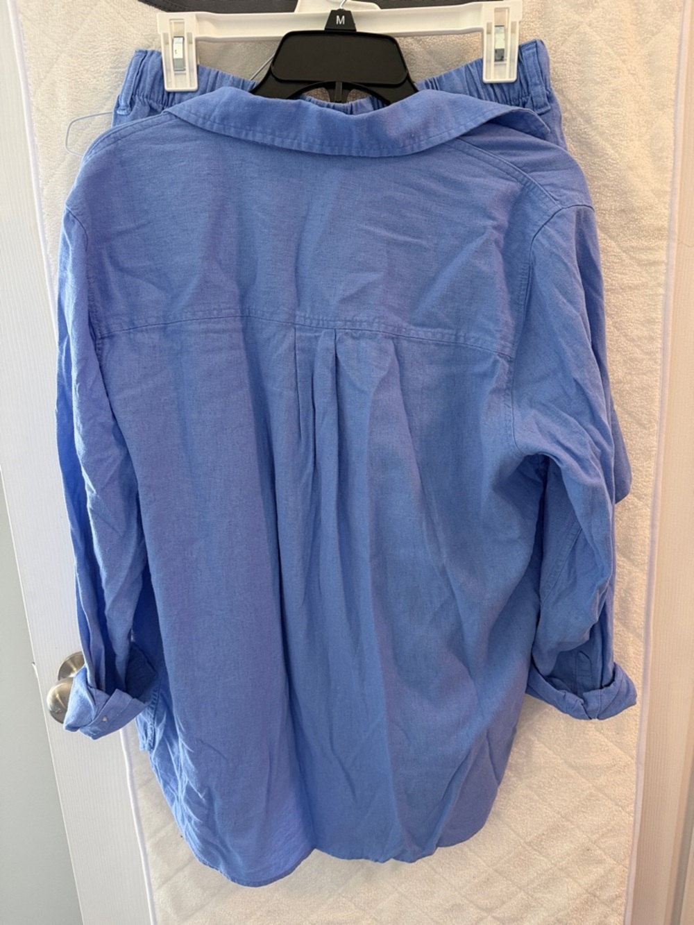 Universal Thread Blue Relaxed Linen Button-Up Shirt with Matching Shorts Set - Picture 4 of 4